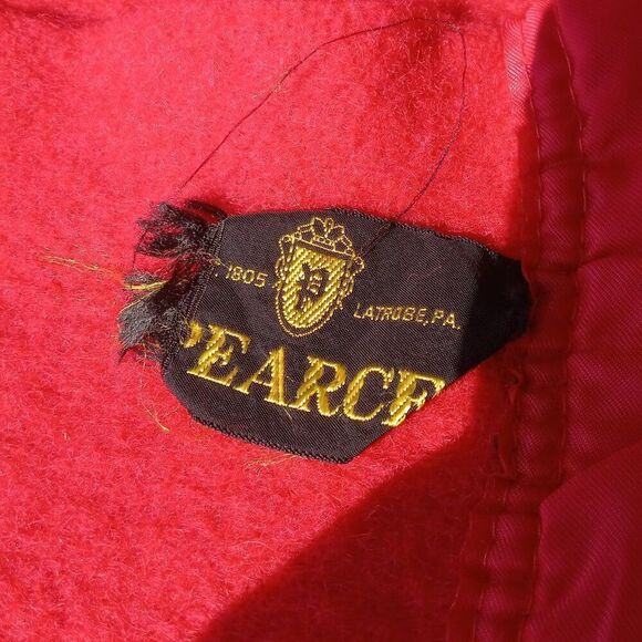 Vintage Pearce Red Double Silky Binding Edge Wool Blanket Cottagecore Country - Picture 3 of 13